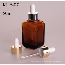 50мл, квадрат Янтарь алюминиевой капельницей стеклянная бутылка (klc3)